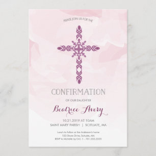 Invitation de confirmation de la fille, Cross & Wa