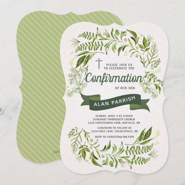 Invitation de confirmation de la verdure (Devant / Derrière)