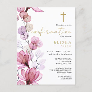 Invitation de confirmation de l'or Floral Rose Dus