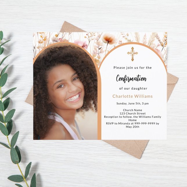 Invitation de confirmation de photo de fleurs sauv (Créateur téléchargé)