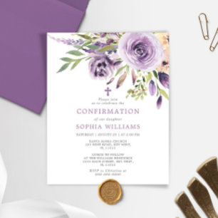 Invitation de confirmation de Rose de violet budgé
