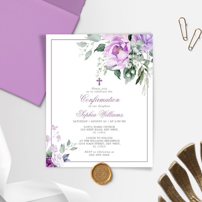 Invitation de confirmation de violet Eucalyptus bu (Créateur téléchargé)