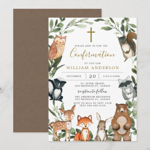Invitation de confirmation des animaux de forêt