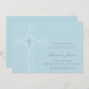 Invitation de confirmation du garçon avec croix, i