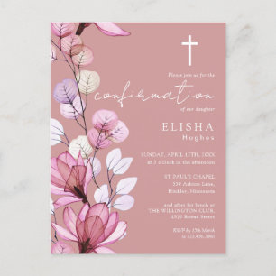 Invitation de confirmation du Rose rose roux