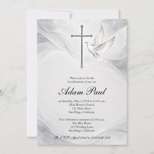Invitation de confirmation élégante et moderne de  (Devant)