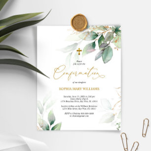 Invitation de confirmation Eucalyptus et Or Budget