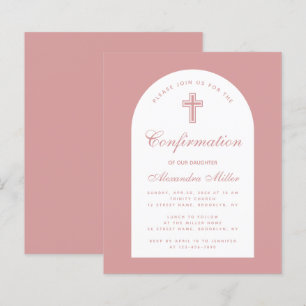 Invitation de confirmation fille Budget Dusty Rose