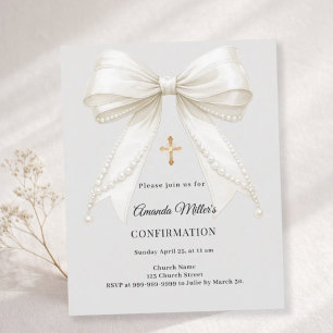 Invitation de confirmation fille gris arc en satin