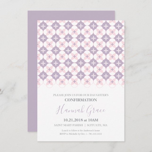 Invitation de confirmation - Fille simple, personn (Devant / Derrière)