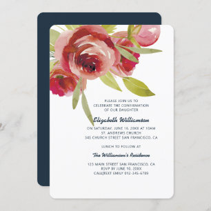 Invitation de confirmation florale d'aquarelle mod