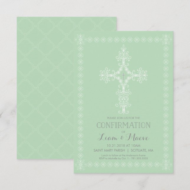 Invitation de confirmation, Invitation de garçon o (Devant / Derrière)