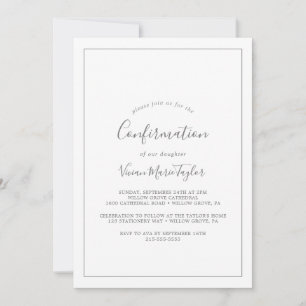 Invitation de confirmation minimaliste en argent