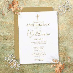Invitation de confirmation minimaliste Gold Modern