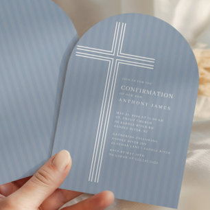Invitation de confirmation moderne Croix Bleue