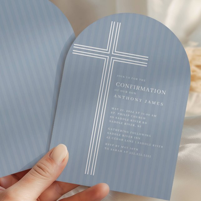 Invitation de confirmation moderne Croix Bleue (Créateur téléchargé)