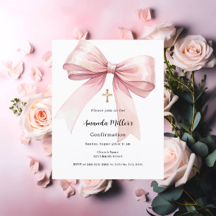 Invitation de confirmation Pink bow girl