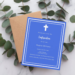 Invitation de confirmation Royal blue boy