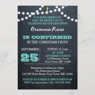Invitation de confirmation Turquoise des feux de t