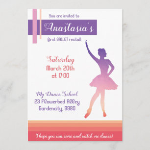 Invitation de considérant de ballet, fille pourpre