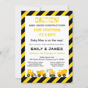 Invitation de construction, Baby Shower, Anniversa