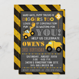 Invitation de construction Boy Fête d'anniversaire