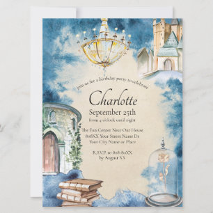 Invitation de conte de fées aquarelle La Belle et 