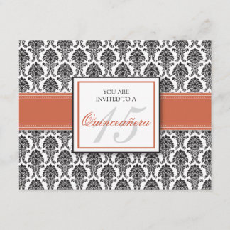 Invitation de corail ANGLAISE de Quinceanera de