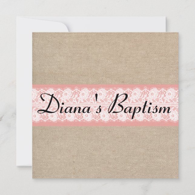 Invitation de corail élégante de baptême de (Devant)