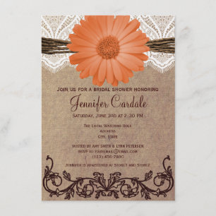 Invitation de corail rustique de Fête de la mariée