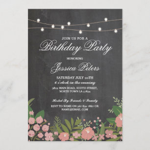 Invitation de Coral Floral Chalk