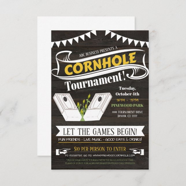 Invitation de Cornhole (Devant / Derrière)