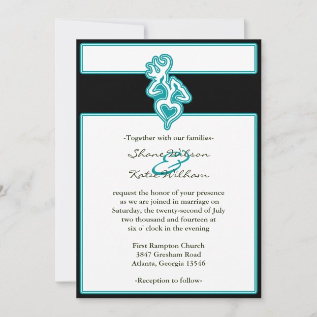 Invitation de couleur personnalisée Turquoise (Devant)
