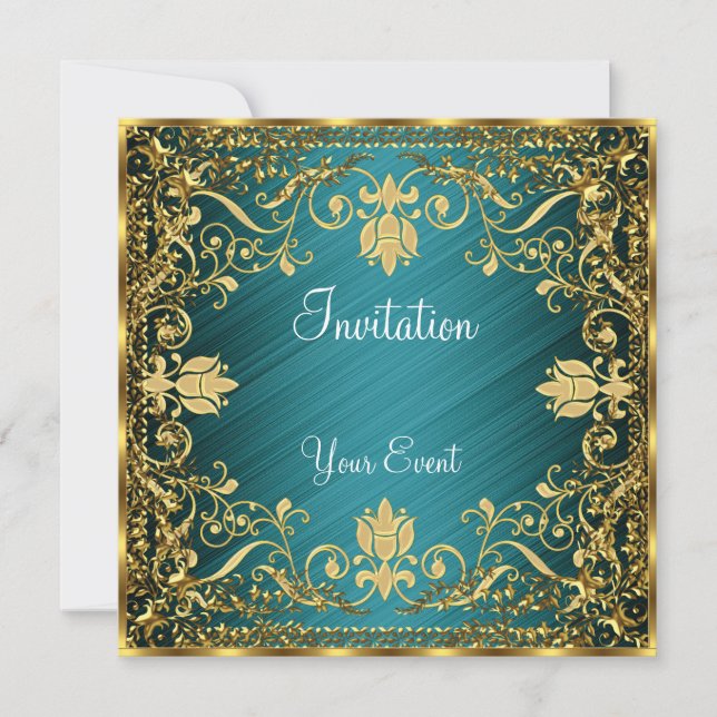 Invitation de couleur sarcelle antique élégante vi (Devant)