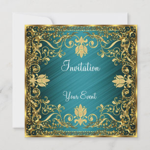 Invitation de couleur sarcelle antique élégante vi