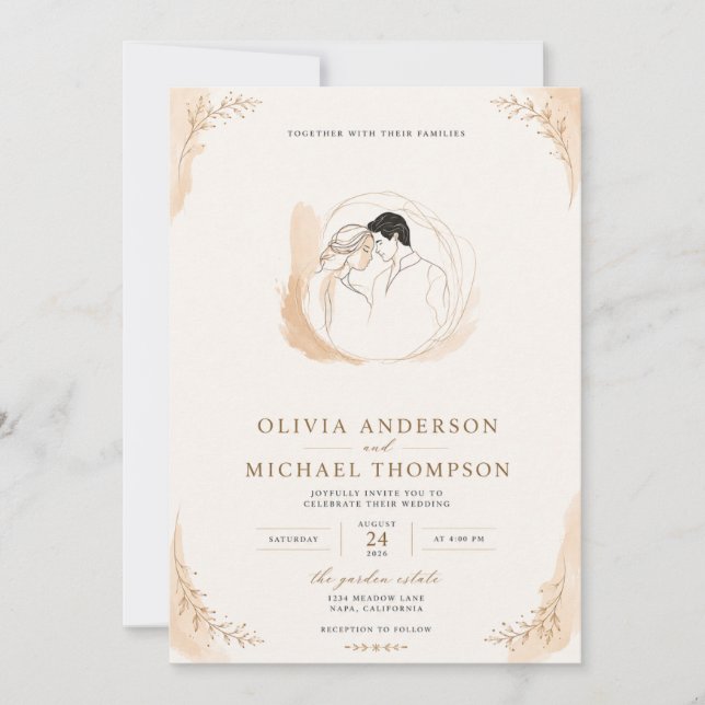 Invitation de couple d'art en ligne moderne (Devant)