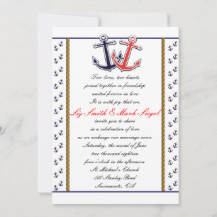 Invitation de couple de mariage d'amour d'ancrage 