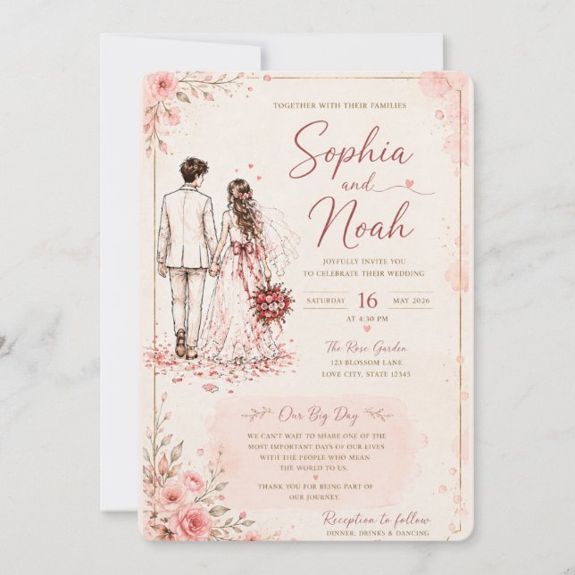 Invitation de couple en ligne moderne (Devant)