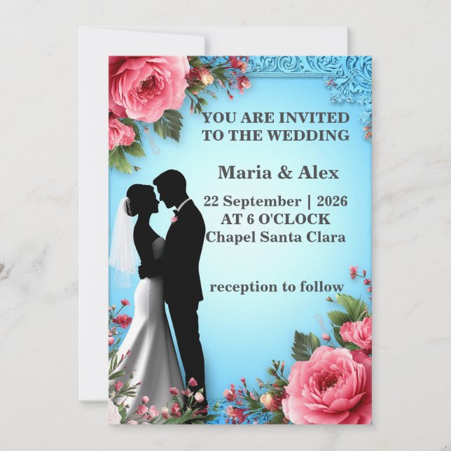 ✨ Invitation de couple floral pour mariage ✨ (Devant)