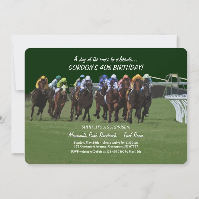 Invitation de course de chevaux pour anniversaire  (Devant)