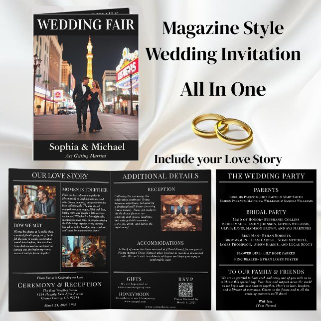 Invitation de couverture du magazine City Mariage (City Wedding Magazine Cover Invitation-All in One)