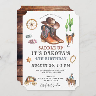 Invitation de Cowboy 4e anniversaire