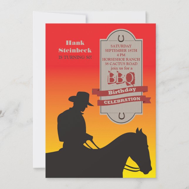 Invitation de cowboy d'anniversaire (Devant)