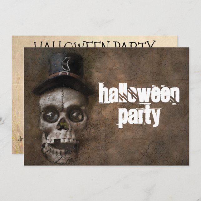 Invitation de crâne de la fête d'Halloween personn (Devant / Derrière)