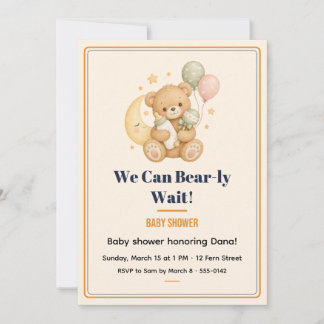 Invitation de crème de douche pour bébé ours à pei