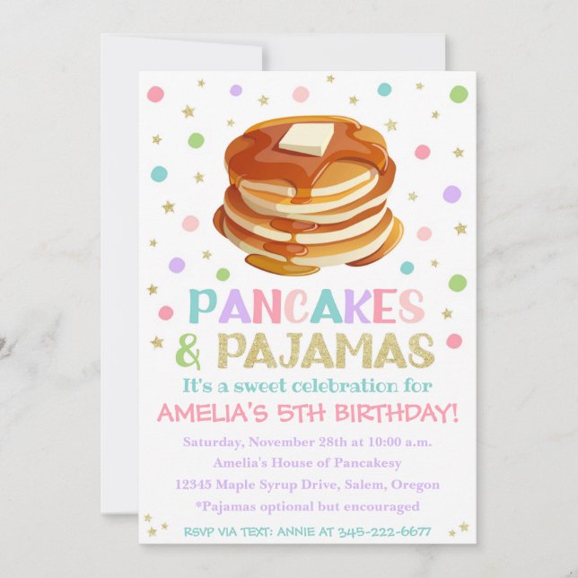 Invitation de crêpes et pyjamas | Pajama Party (Devant)