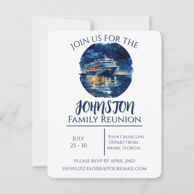 Invitation de croisière de réunion familiale perso (Devant)