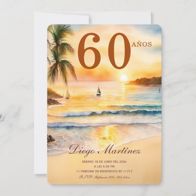 Invitation De Cumpleaños Para Un Hombre de 60 Años (Devant)