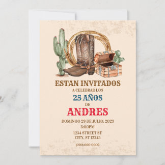 INVITATION DE CUMPLEANOS VAQUERO-FIESTA VAQUERA