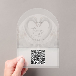 Invitation de cygne de code QR mariage